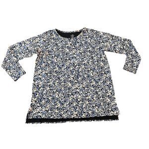 J Jill Women’s Simply Supima Crew Neck Tunic Large Supima Cotton Blue White